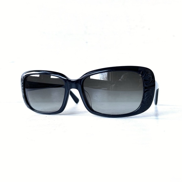 Valentino Sunglasses V619S Carved Roses Italy Dark Lenses Square Black Vintage - Picture 10 of 15